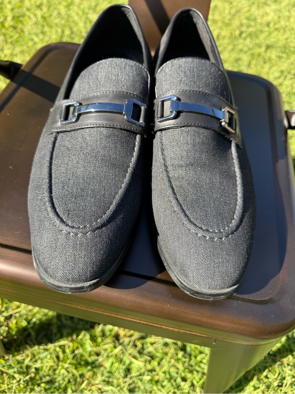 Steve Madden Black Fabric Bit Loafers
